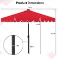 thumbnail image 3 of Costway 10 FT Solar Patio Umbrella with 24 LED Lights 8 Ribs & Tilt Adjustment Red, 3 of 11
