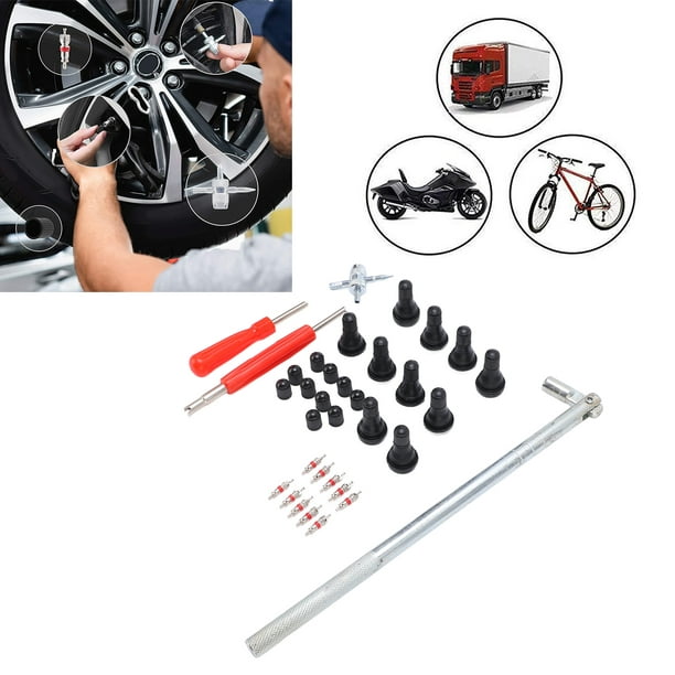 Dissolvant de noyau de valve, kit de réparation de pneu facile à utiliser  Installateur de tige de valve résistant à la corrosion et durable pour vélo  pour moto pour voiture : 