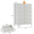 thumbnail image 2 of Fluted 5 Drawers Dresser,42.9"Wide Modern Chest of Drawers with Gold Metal Handle,Dresser TV Stand, Wood Drawer Organizer for Bedroom, Living Room, Hallway, 2 of 8