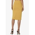 thumbnail image 2 of TheMoogan Jupe Crayon Midi Élastique Taille Haute en Tricot Extensible pour Bureau Femme, 2 of 7