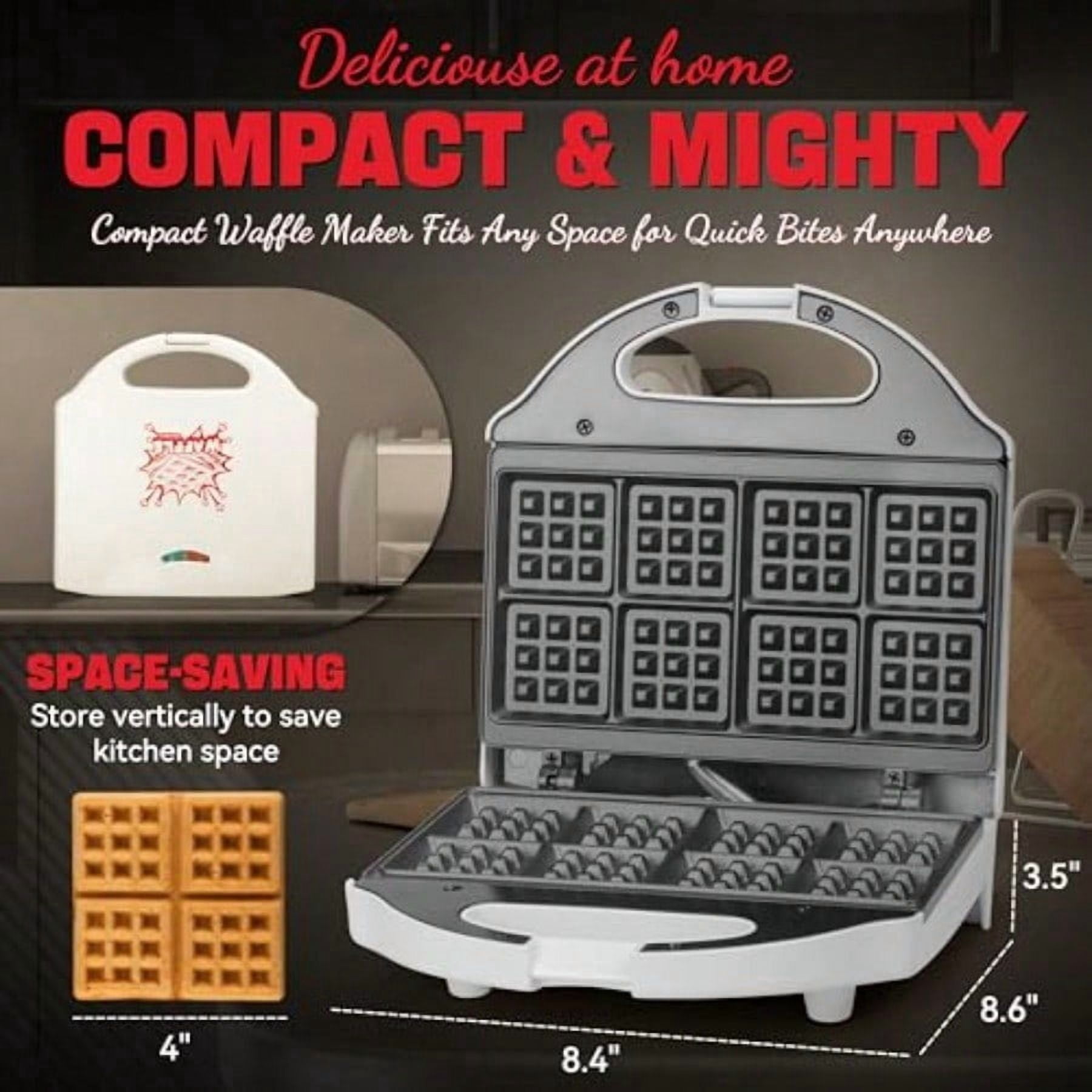 Square Waffle Maker 2 x 4" Mini Classic Waffles Maker Machine Waffle Iron Dual Cooking Plates for Family Breakfast Non-stick White