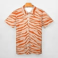 thumbnail image 3 of Tiger Print - Orange Men Zipper T-shirt Summer Casual Short Sleeve T-shirt Top, 3 of 7