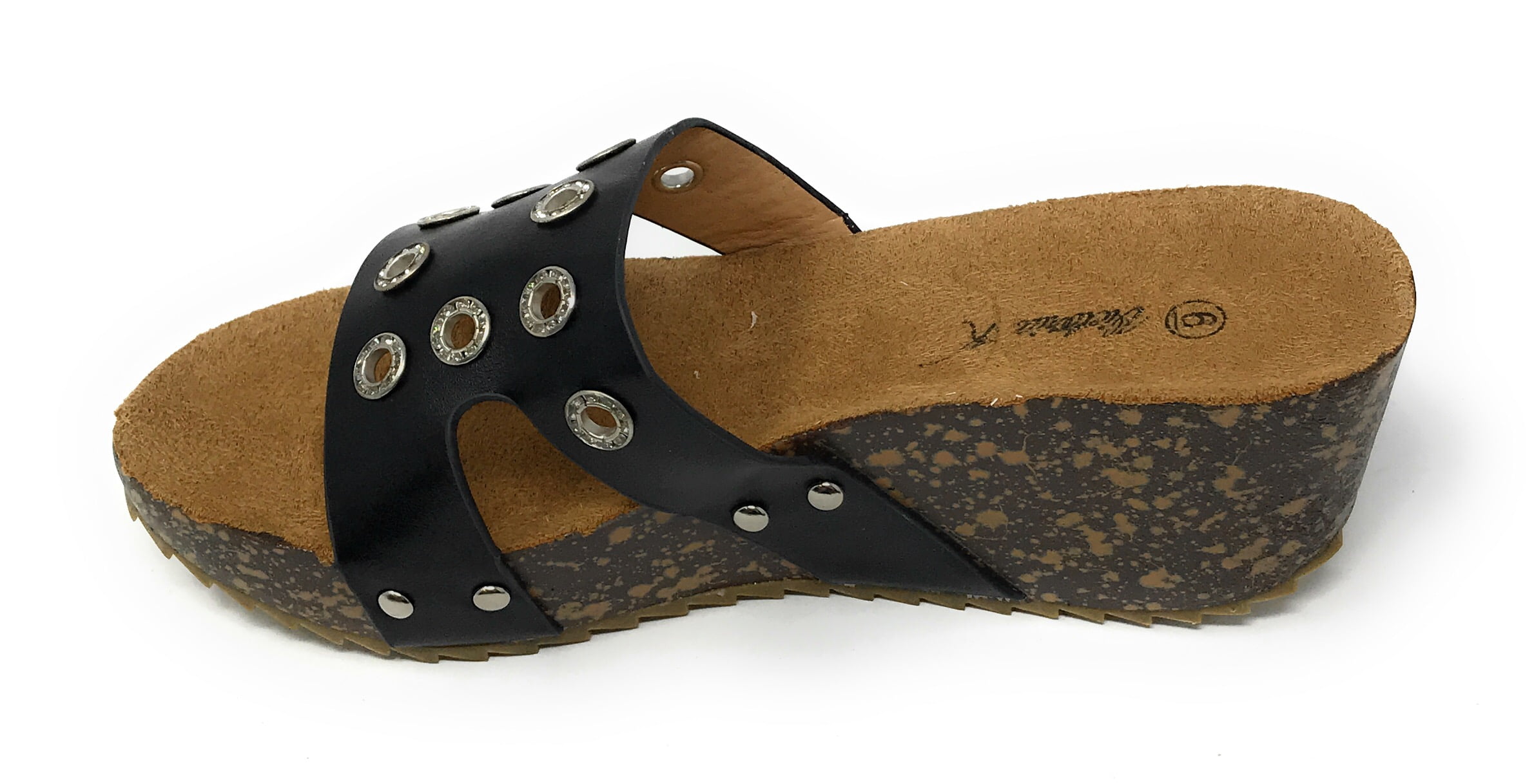 Victoria K Women's Circular Rhinestones Cork Wedge Sandals