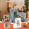 thumbnail image 6 of Wisairt Play Kitchen Set for Kids, 2.1FT Toy Play Kitchen w/ Realistic Lights Sounds Simulation Spray for Toddlers Girls Boys Gift 42Pcs - Small (Orange Red 18x8.6x24.8in), 6 of 8