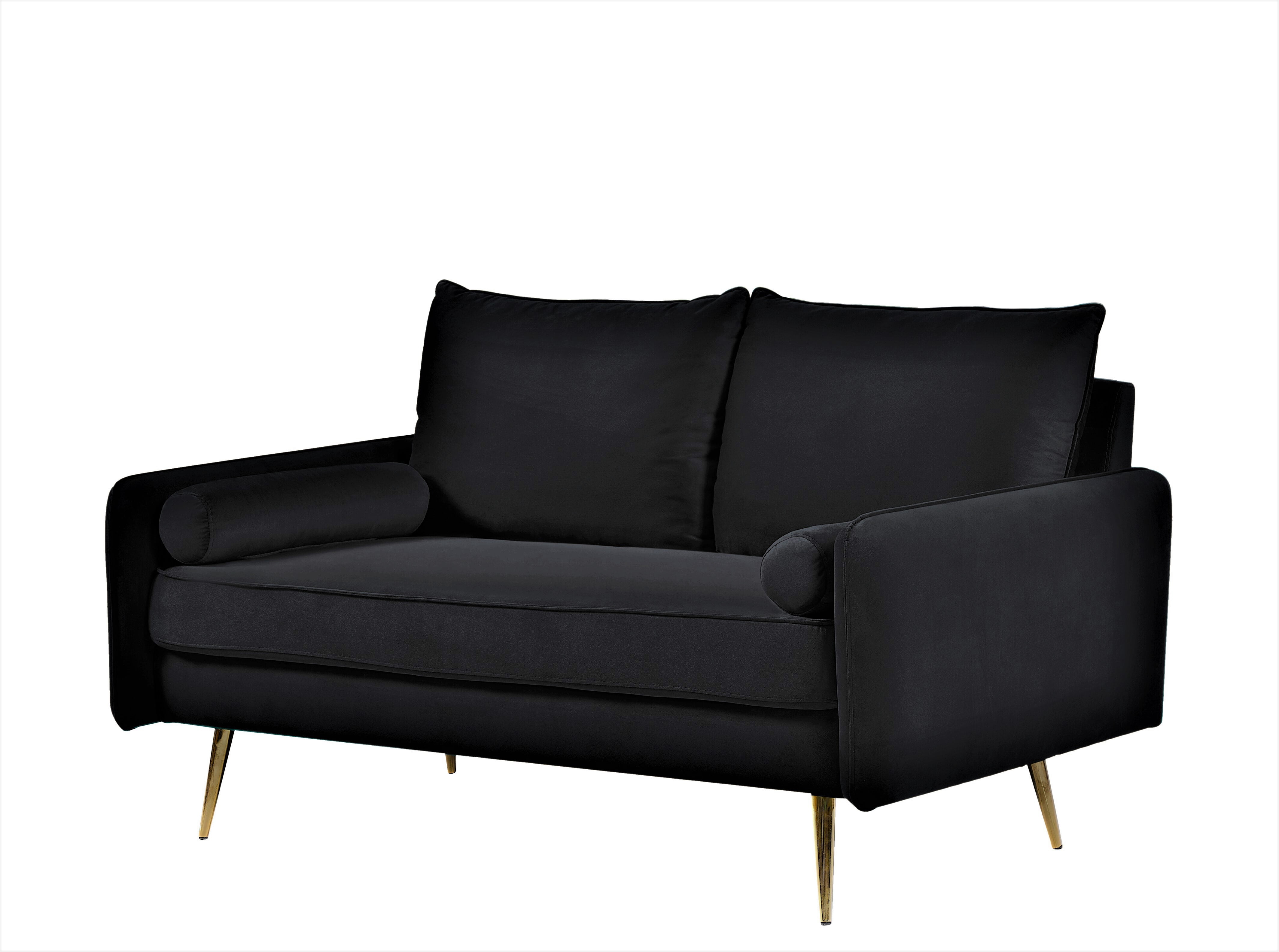 US Pride Furniture Villeda 58''W Polyester Square Arms Loveseat Black