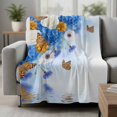 thumbnail image 2 of Blue Ombre Floral Blanket Soft Cozy Warm Throw Blanket for Couch, Plush Fuzzy Flannel Fleece Blankets for Sofa, Spring Flowers Modern Art Bed Blankets Lightweight Gifts for Women, 40"x60", 2 of 9