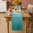 thumbnail image 2 of Teal Green Ombre Table Runner - 70 Inch Long Contemporary Gradient Abstract Art Cotton and Linen Blended Dress Scarves Farmhouse Table Runner for Kitchen Dining, Coffee Table, 13" x 70", 2 of 8