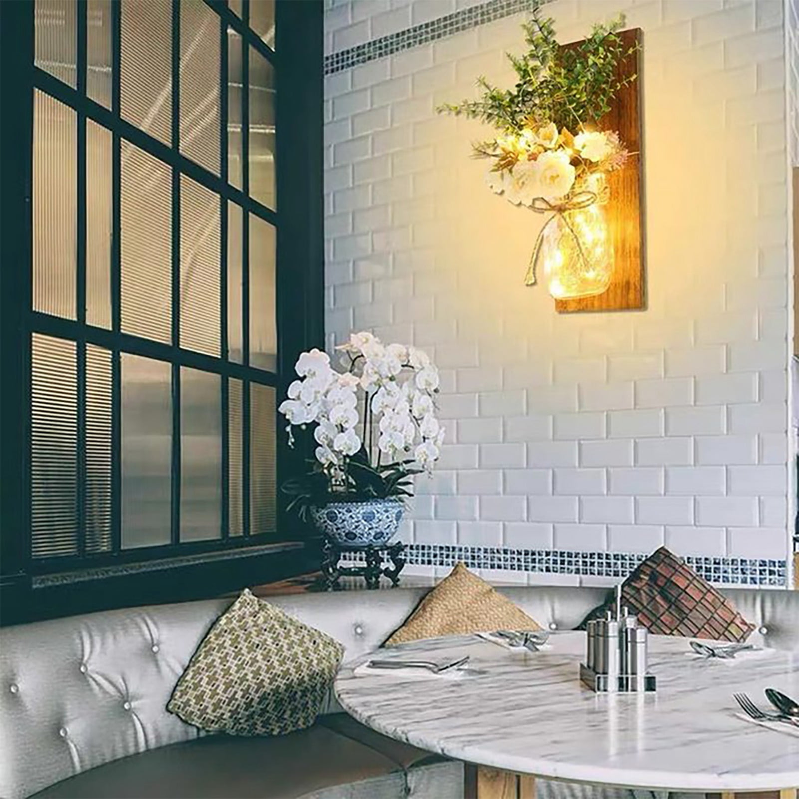 Indoor-Outdoor Patio Lighting for Home Décor Rustic LED Mason Jar Wall Sconces