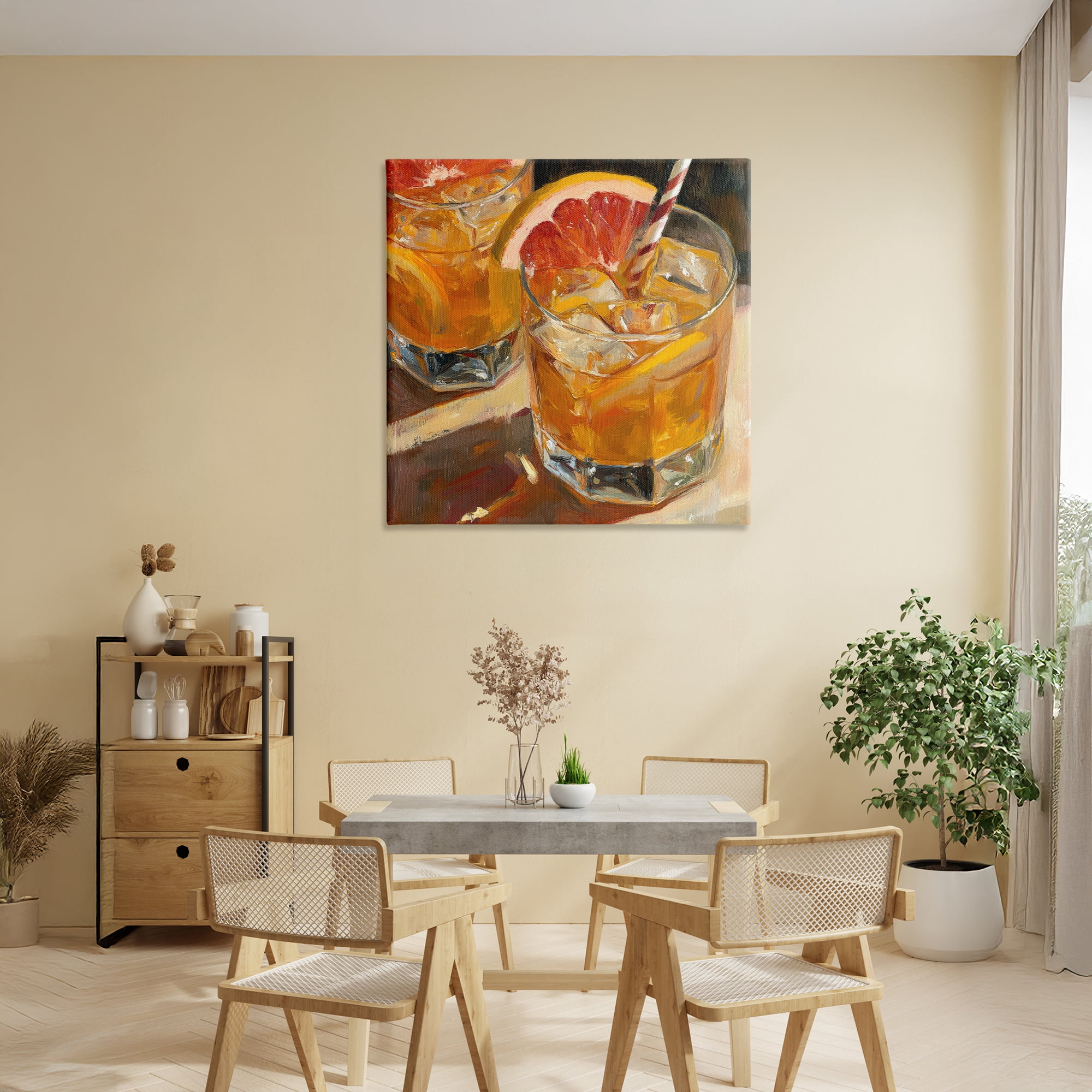 Stupell Industries Grapefruit Cocktail with Ice Cubes Canvas Wall Art, design by Petal Prints Design