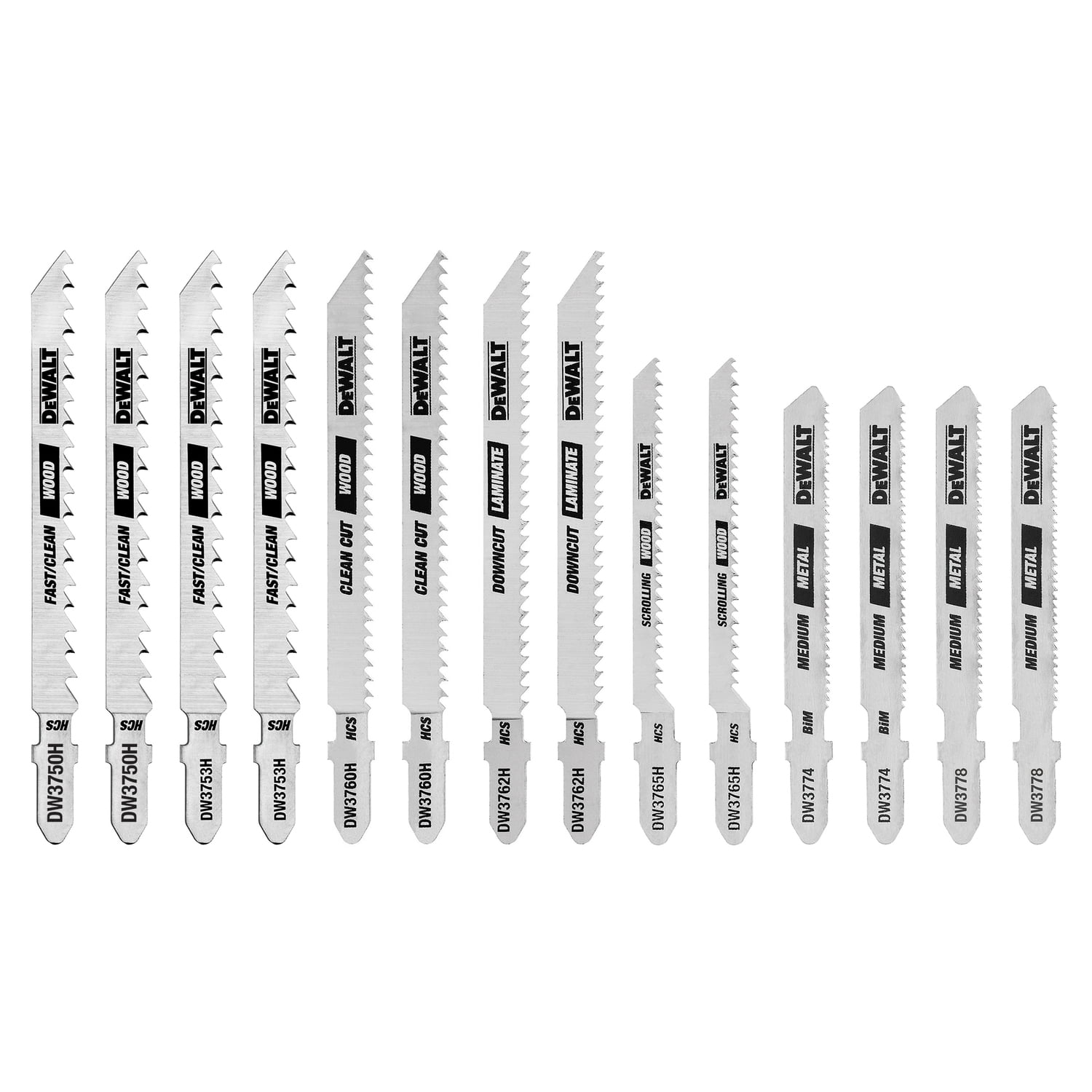 DEWALT 14-Piece T-Shank Jig Saw Blade Set with Case, DW3742C, DW3742C
