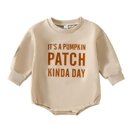 

Chenyuanyuan Baby Girl Clothes Baby Boys Girls Long Sleeve Letter Pumpkin Prints Romper Bodysuits Jumpsuit Clothes Size 12-18 Months