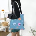 thumbnail image 6 of DouZhe Reusable Grocery Bags, Colorful Cartoon Cats Face Lightweight Polyester Canvas Cloth Tote Bag for Travle Gym Shopping School, 15" x 16", 6 of 7