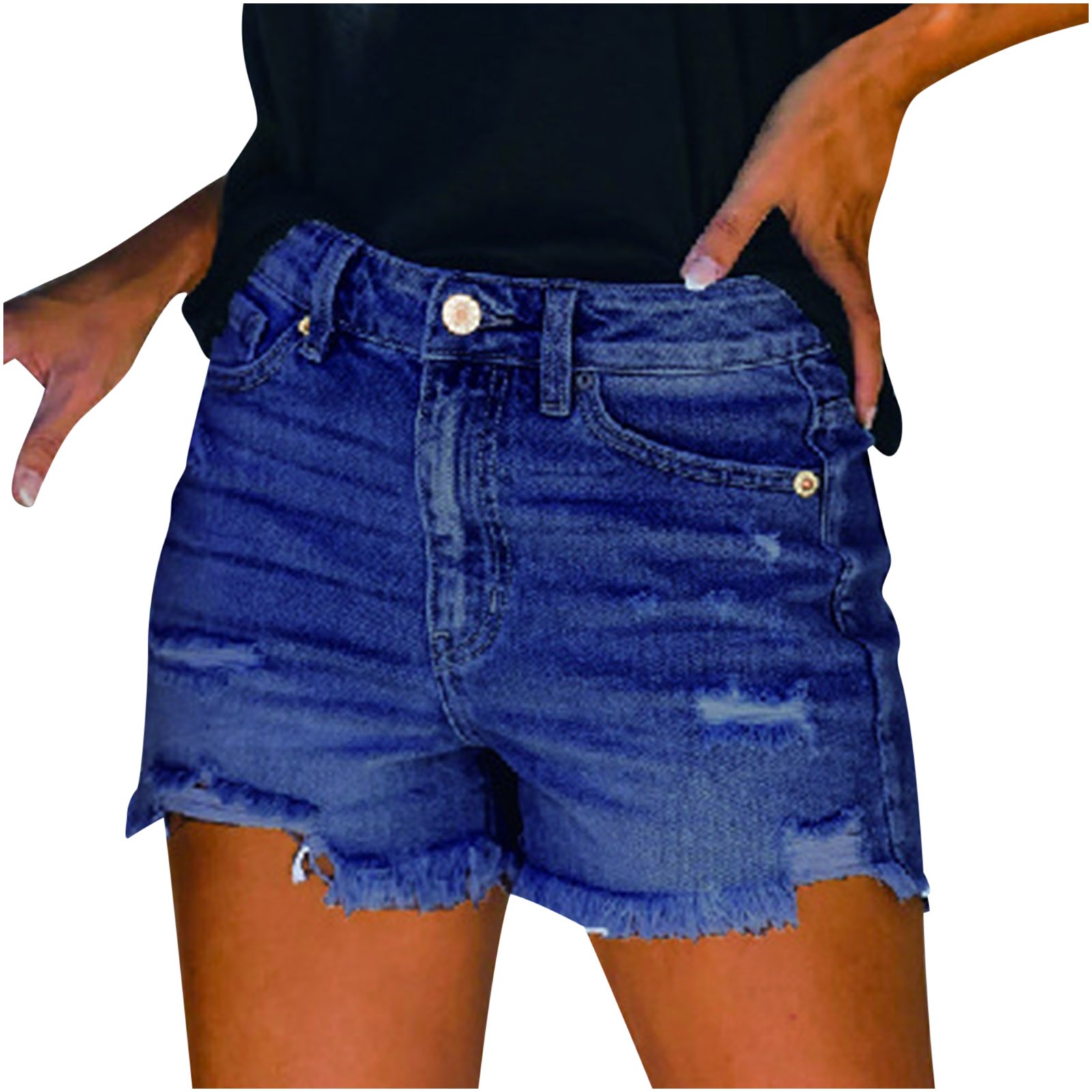 JIUKE Stretchy Jean Shorts For Women High Waisted Ripped Denim Shorts ...