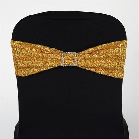 

5 pcs Gold Metallic Spandex Chair Sashes