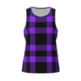 thumbnail image 4 of Easygdp Purple Buffalo Plaid Men's Tank Top, Sleeveless Muscle T Shirts, Breathable, Quick-Dry, Loose for Gym, Running, Fitness - Small, 4 of 9