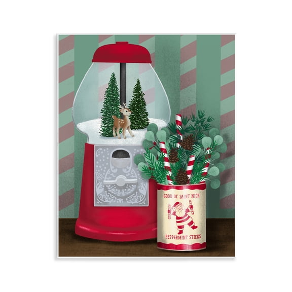 Stupell Industries - Vintage Christmas Gumball Machine Wall Plaque Art, 11 x 14, Made In USA
