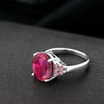 thumbnail image 4 of Gem Stone King 5.38 Ct Oval Red Created Ruby Pink Lab Grown Diamond 925 Sterling Silver Ring (Size 5), 4 of 4