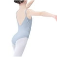 thumbnail image 3 of LLYwey Girls Dance Leotards - Toddler Girls' Sleeveless Bodysuit Tops - Ruched Front V-Neck Backlesss Spaghetti Strap Camisole Undergarment Gymnastics Leotard, T-29, Gray, 13T, 3 of 6