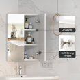 thumbnail image 4 of Corner Medicine Cabinet with Mirror,Bathroom Corner Mirror Cabinet with 2 Doors,Medicine Cabinet Wall Mounted for Small Space,2 Fixed Shelves,White,24" x18", 4 of 14