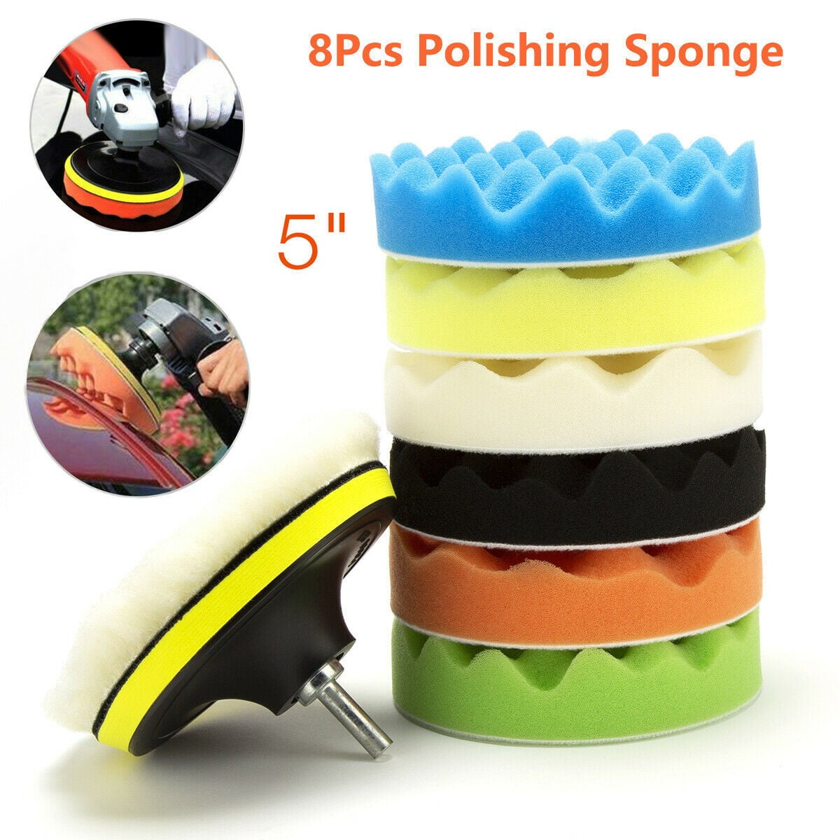Car Buffing Pads Polishing Sponge Buffer Set Waxing Foam Polisher Kit for Drill~ 