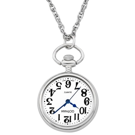 Gotham Women's Silver-Tone Open Face Pendant Watch With Chain # GWC14135SA