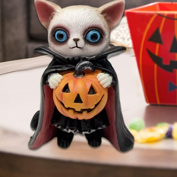 Estatua de animal para decoración de Halloween, resistente, ingeniosa, para mesa, adorno, figurita para hogar, estantería, sala de estar, interior 7 cm x 6 cm x 10 cm