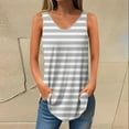 thumbnail image 2 of ABATAB Womens Loose Tank Tops V-Neck Striped Trendy Sleeveless Summer T-Shirt Casual Curve Hem Tops Clothes Outfits, 2 of 5