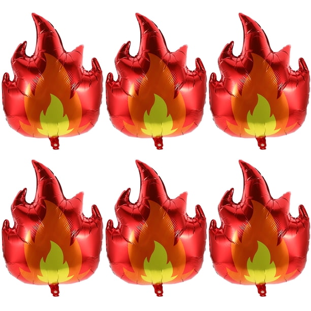 6 globos de llama para fiestas temáticas deportivas, moldeables, de papel de aluminio y con forma de fuego