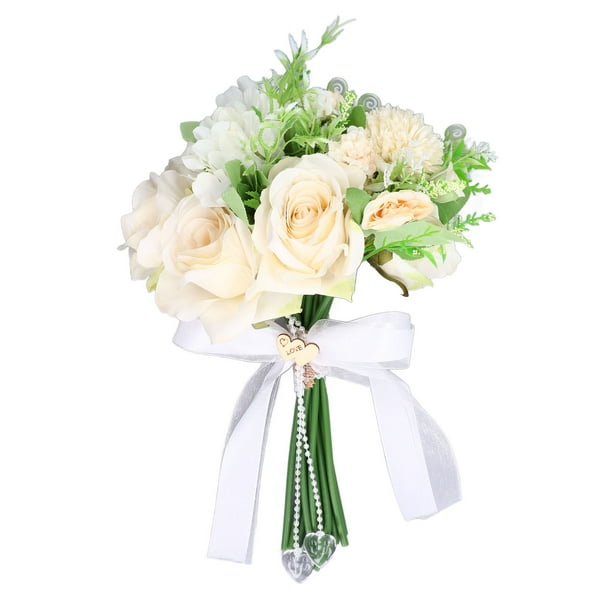 Ramo de flores artificiales rosas de boda de marfil estilo europeo Sincero
