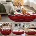 thumbnail image 6 of Abstract Round Living Room Rugs 4 ft, Red Brown Gradient Waves Beach Lines Washable Area Rug with Non-Slip Sturdy Edge Binding Round Carpet for Entryway Kitchen Bedroom Bathroom, 6 of 9