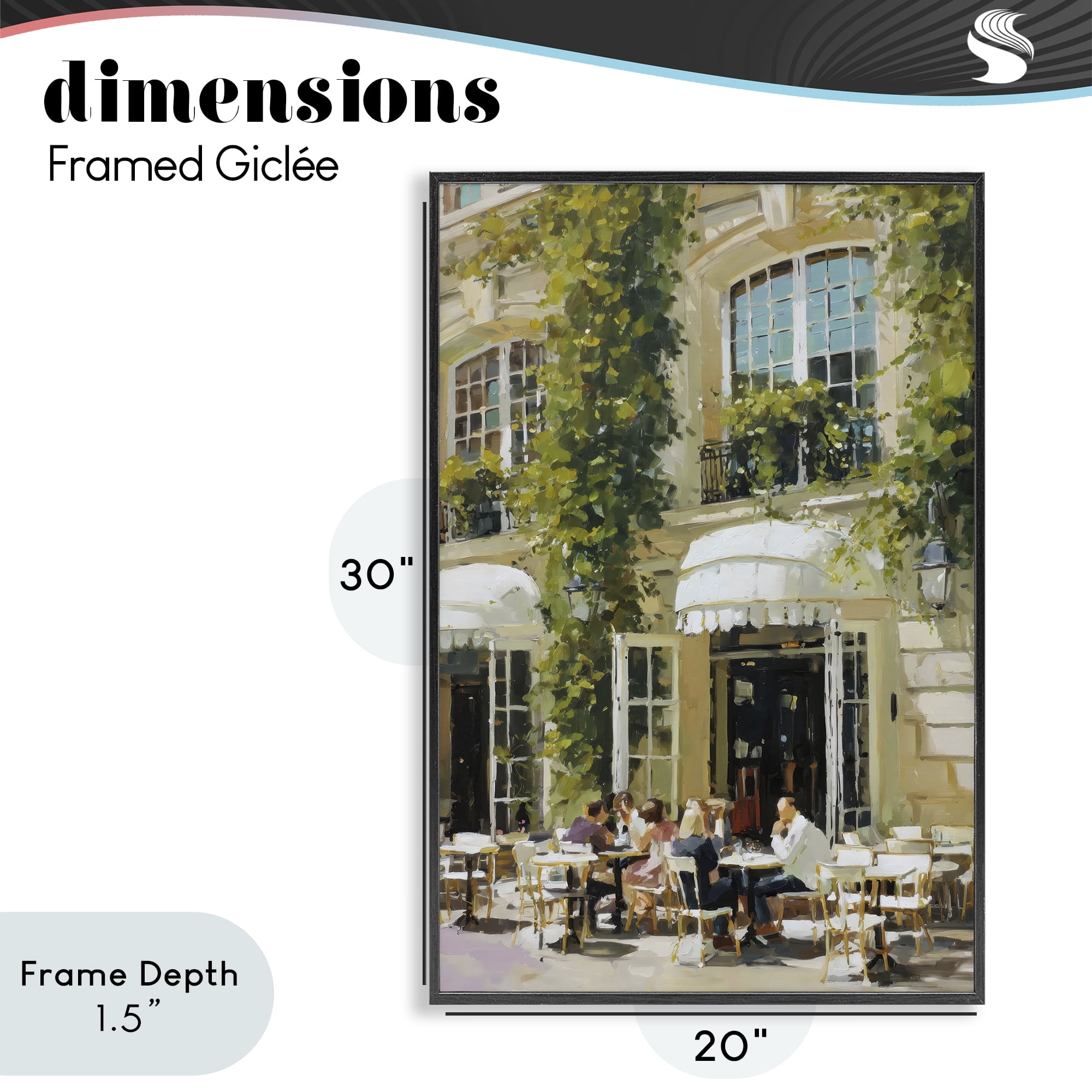 Stupell Industries Cafe Terrace with Ivy Black Framed Giclee Art, design by Petal Prints Design