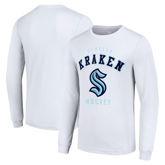 Men's Starter White Seattle Kraken Logo Long Sleeve T-Shirt
