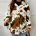 thumbnail image 6 of Lovskoo Women's Winter Coat Fuzzy Fleece Long Sleeve Hooded Warm Jacket Print Zipper Sweatshirt Brown, 6 of 9