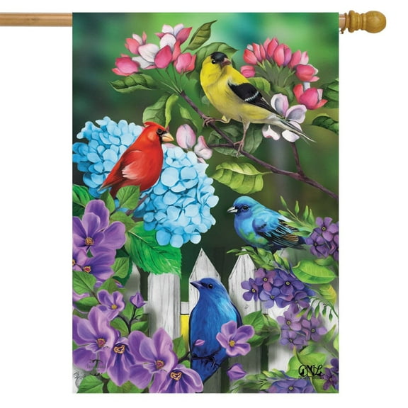 Briarwood Lane Feathered Friends Spring House Flag