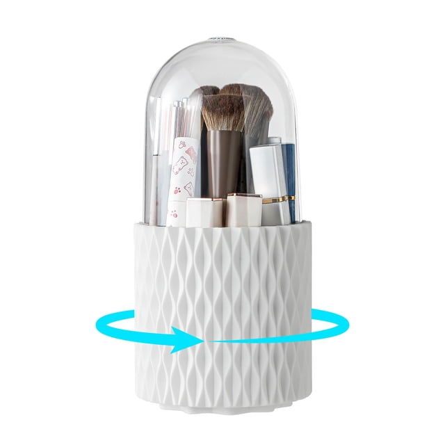 Organizador de brochas de maquillaje Imakmasion, giratorio 360°, blanco