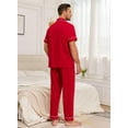 thumbnail image 4 of ANLIQI Mens Pajamas Set 100% Cotton Soft Button Pajamas for Men Short Sleeve Sleepwear 2 Piece Lounge Pjs Sets (Wine Red,L), 4 of 8