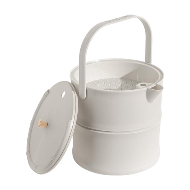 Cubo de basura para desechos de té, bote de basura para accesorios de mesa de ceremonia, grande, portátil con Blanco