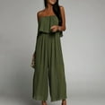 thumbnail image 7 of QUYUON Jumpsuits for Women Summer Casual Loose Sleeveless Spaghetti Strap Wide Leg Pants Jumpsuit Rompers Pleated Cropped Pants One-Piece Lounge Jumpsuits Style J-25, Green XL, 7 of 7