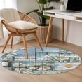 thumbnail image 3 of Area Rug 48in, Farm Daisies Flowers Floor Carpet Living Room Rug, White Floral on Blue Wood Non-Slip Welcome Mat Indoor Rugs for Bedroom Dining Room, 3 of 9
