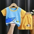 thumbnail image 2 of Asxite Toddler Summer Outfits Striped Print Short Sleeve Crew Neck Top and Shorts Set 3-72M, 2 of 5