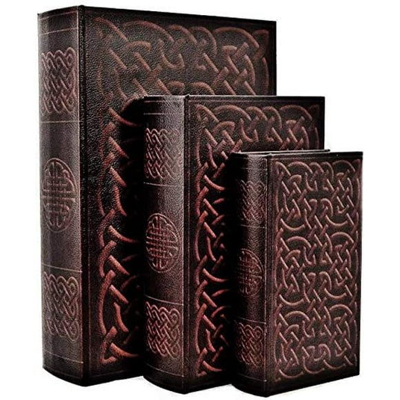Bellaa 28175 Irish Celtic Knot Book Box Hidden Secret Storage Set of 3