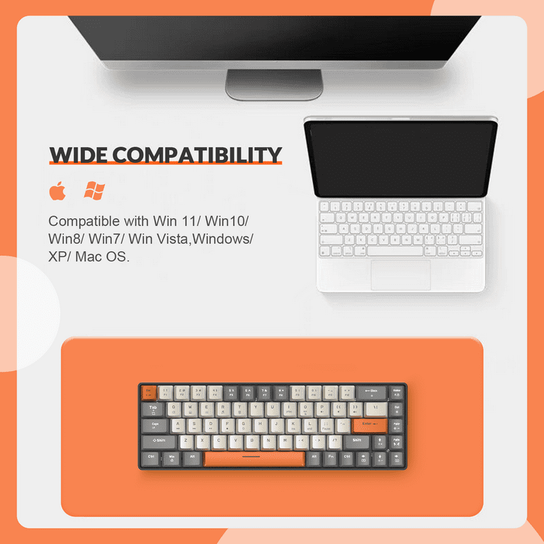 ZIYOULANG T8 60% Compact Gaming Keyboard, 68 Keys, Wired, RGB