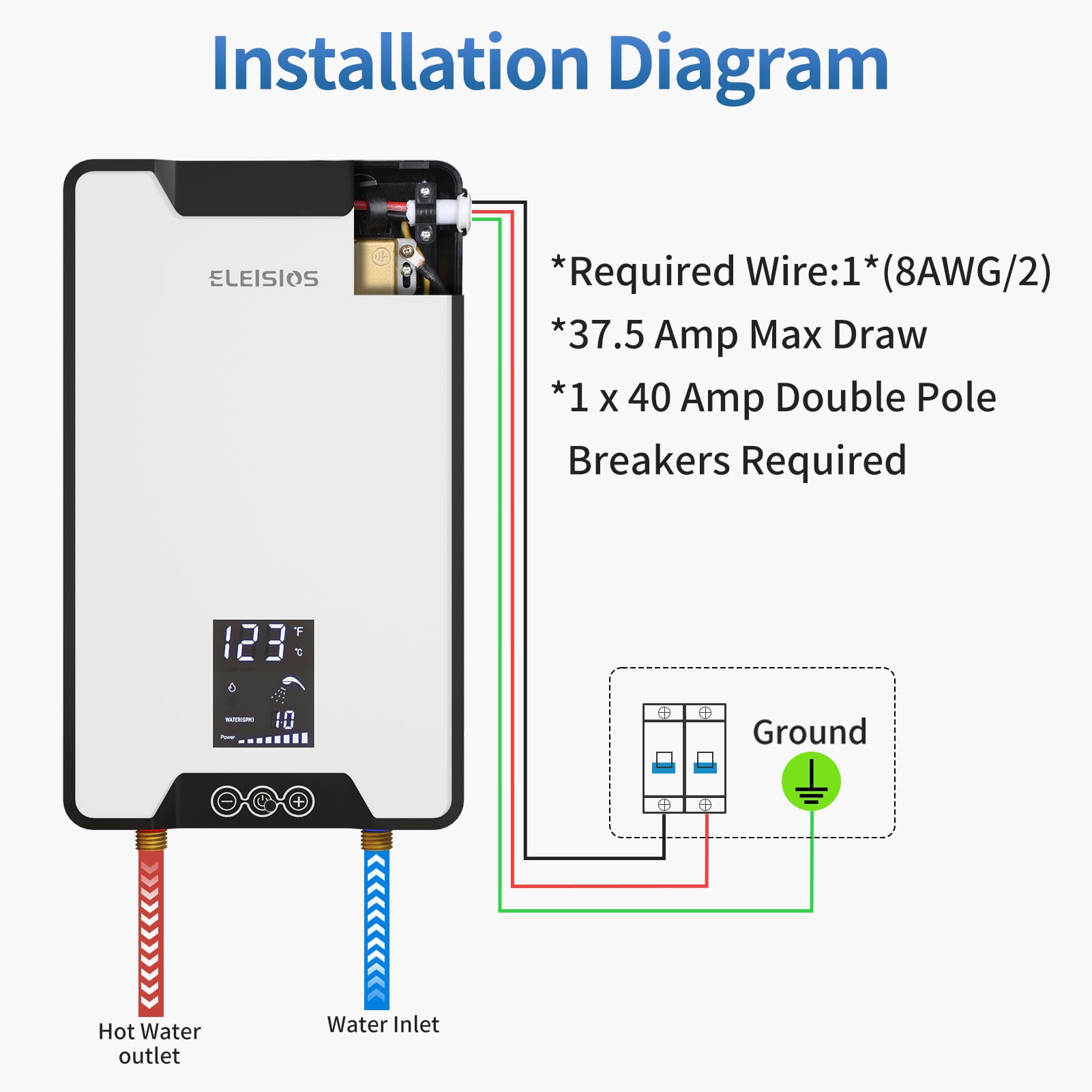 LTMATE 27kW 240V Electric Tankless Water Heater 6.5 GPM Instant Hot Water with LED Display Energy Saving Whole House in the Water Heaters department at