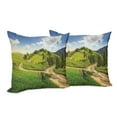 thumbnail image 6 of Ambesonne Nature Throw Pillow Cover 2 Pack, Hillside Meadow Trees, 18", Green Blue, 6 of 6