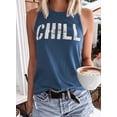 thumbnail image 3 of Asyoly Women's Summer Letter Print Tank Tops Casual Loose Sleeveless Shirts Round Neck Tees, 3 of 4