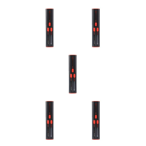 Tholdsy Bolígrafo de limpieza de auriculares compatible con Bluetooth, micrófono portátil de doble extremo, cepillo de flocado para ordenador, negro rojo 5piezas