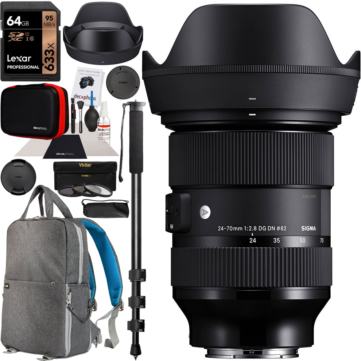 Sigma 24 70mm F2 8 Dg Dn Art Zoom Lens For Sony E Mount Mirrorless Cameras Bundle With Deco Gear Camera Lens Photography Backpack 64gb Memory Card Filter Kit 72 Sigma 24 70mm F2 8 Dg Dn Art Zoom Lens For Sony E Mount Mirrorless Cameras Bundle With Deco Gear Camera Lens Photography Backpack 64gb Memory Card Filter Kit 72
