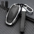 thumbnail image 3 of Car Key Fob Cover Case Protector Zinc Alloy Leather Car Remote Key Fob Case Cover Bag Holder For Tesla Model S 3, 3 of 4
