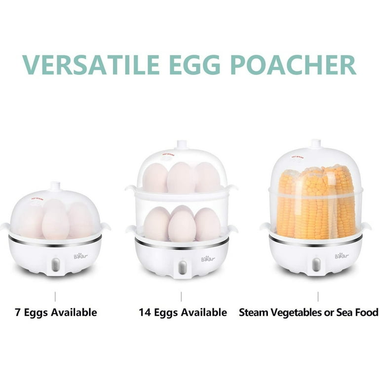 Electric Egg Cooker Double Tier 14 Egg Boiler Multifunction Egg Cooker for  Poached Scrambled Omelets Steamed Egg White