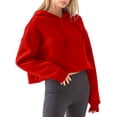 thumbnail image 5 of Amazhiyu Women's Cropped Hoodies Long Sleeves Fleece Crop Top Sweatshirt with Hooded, 5 of 8